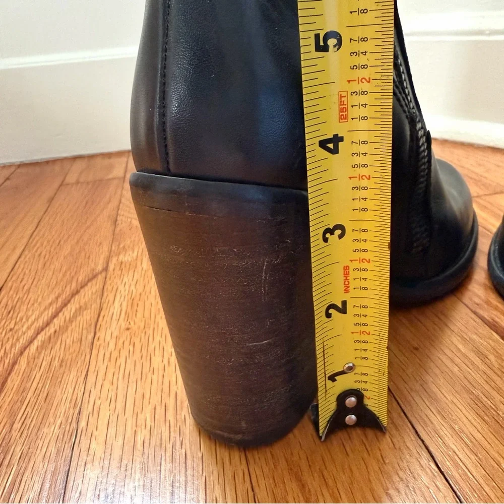 All Saints Black Leather Ankle Chunky Stacked Heel Women’s Boots Size 7.5, 8